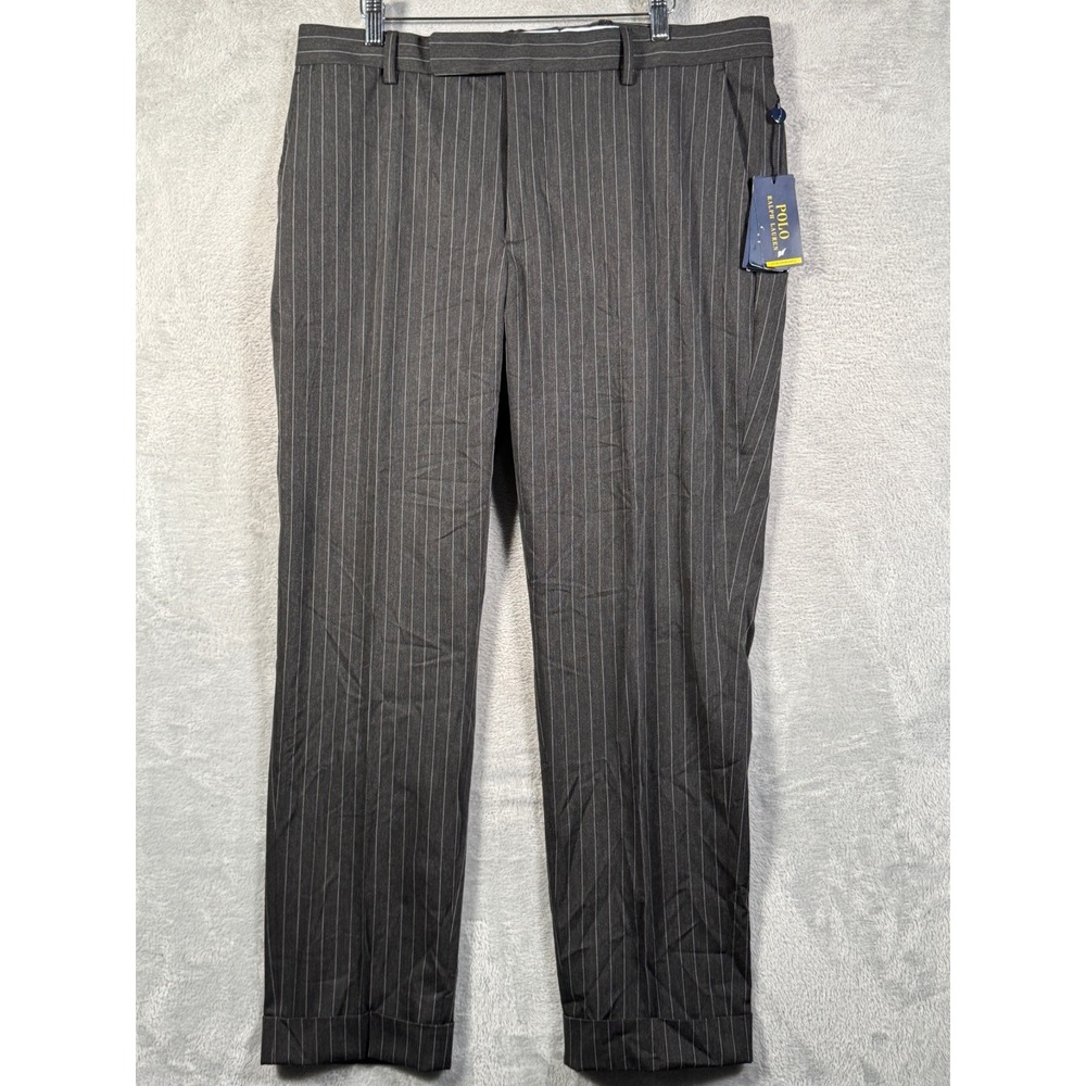 Polo Ralph Lauren Dress Pants Mens 36x30 Gray Pinstripe Chester Trousers $198